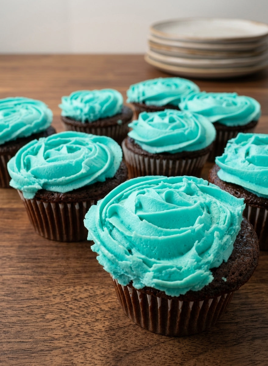 Blue Iced Chocolate Cupcakes