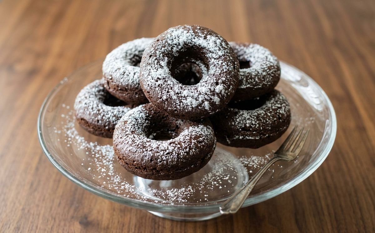 Homemade Powdered Chocolate Cake Donuts